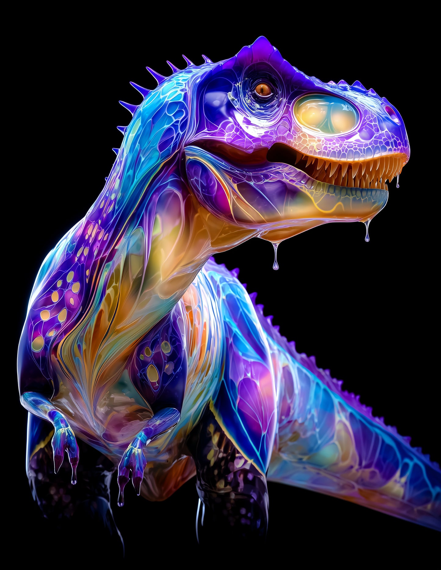 Tyrannosaurus Rex — Ferrofluid Art, Cosmic Surge Digital Wall Art, 3 Sizes Included, Living Room Decor