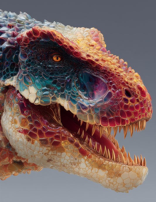 Tyrannosaurus Rex — Ferrofluid Art, Prism Heat Digital Wall Art, 3 Sizes Included, Living Room Decor