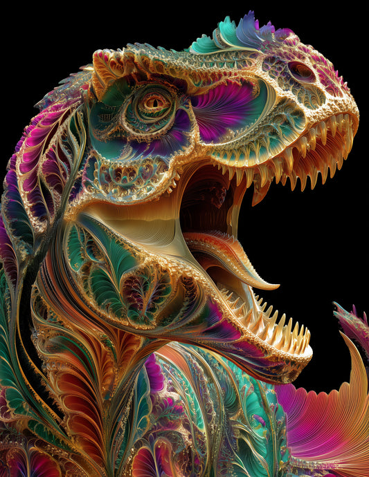 Tyrannosaurus Rex — Fractal Filigree Art, Royal Filigree Digital Wall Art, 3 Sizes Included, Living Room Decor