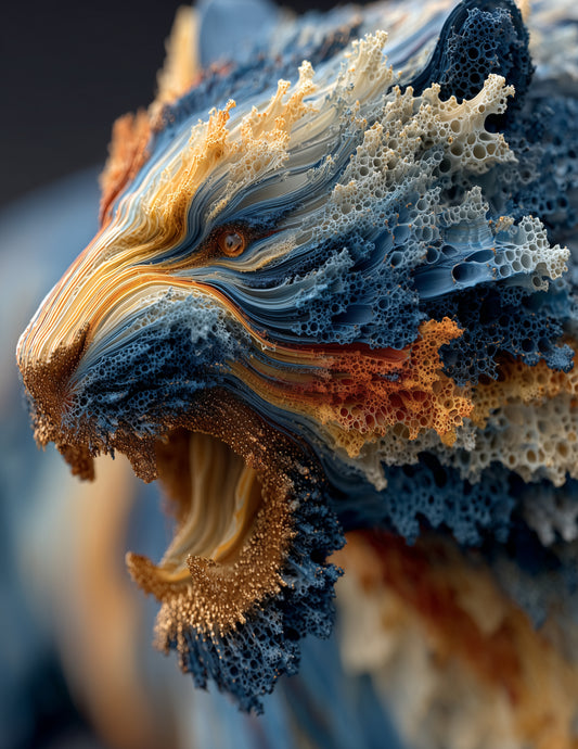 Tiger — Ferrofluid Art, Midnight Tones Digital Wall Art, 3 Sizes Included, Living Room Decor