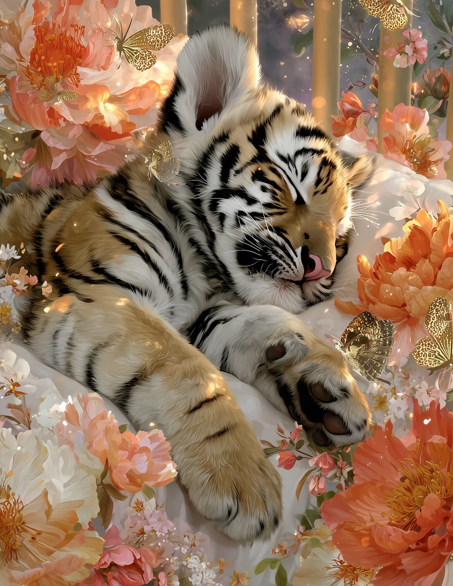 Tiger — Nursery Art, Gentle Hues Resting Digital Wall Art, 3 Sizes Included, Nursery Decor