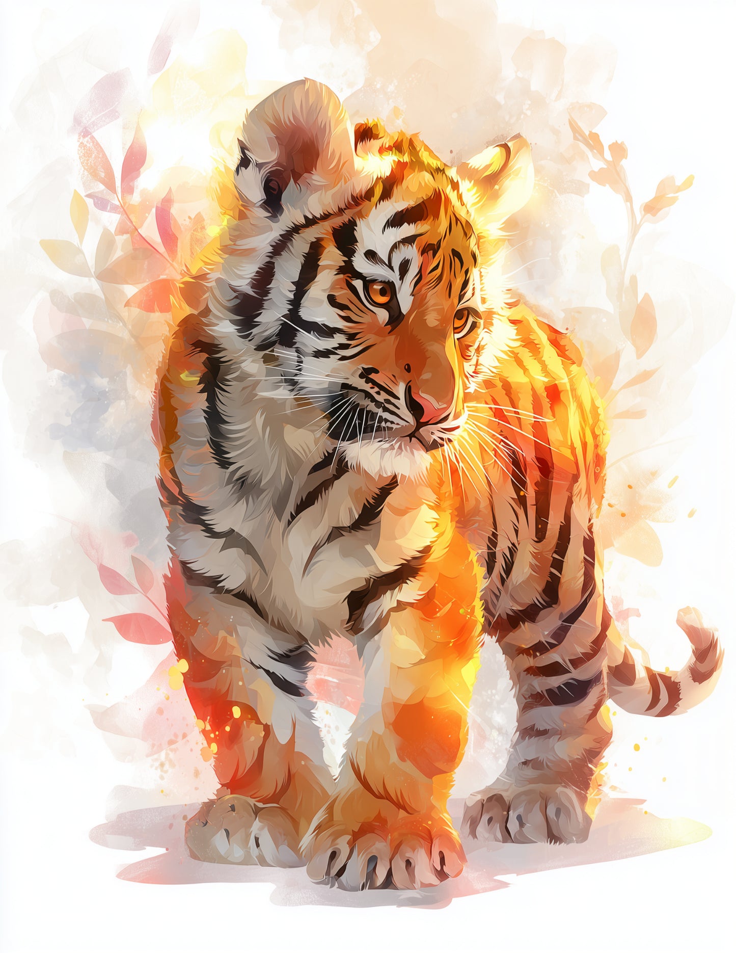 Tiger — Nursery Art, Soft Pastels Gentle Digital Wall Art, 3 Sizes Included, Nursery Decor