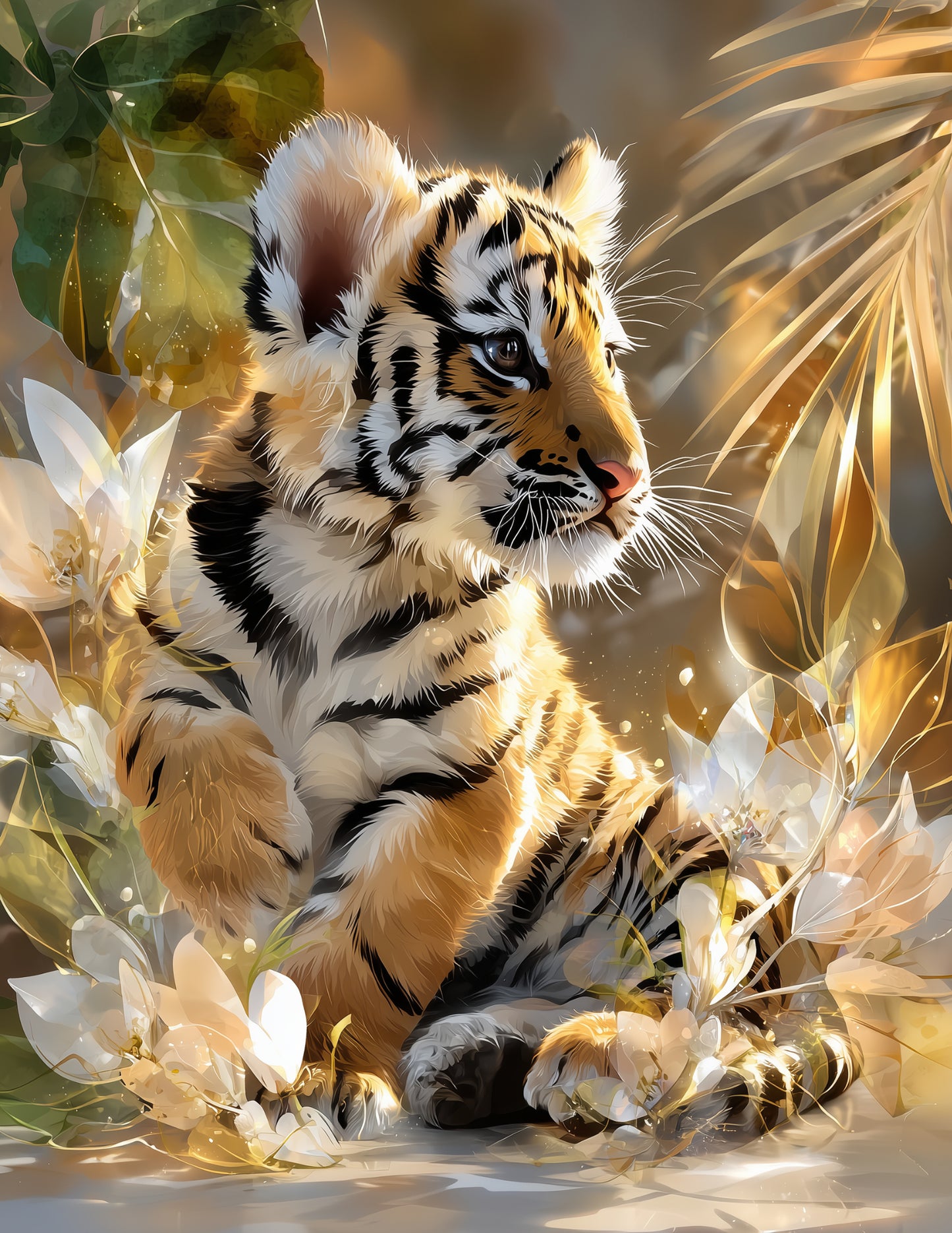 Tiger — Nursery Art, Soft Pastels Profile Digital Wall Art, 3 Sizes Included, Nursery Decor