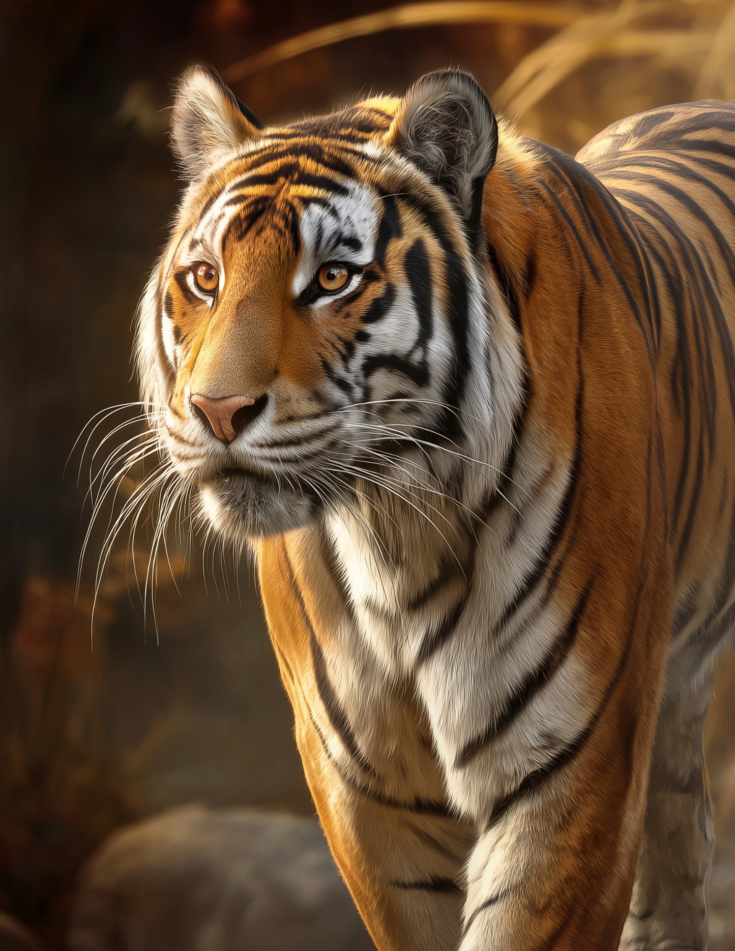Tiger — Realistic Art, Forest Tones Digital Wall Art, 3 Sizes Included, Living Room Decor