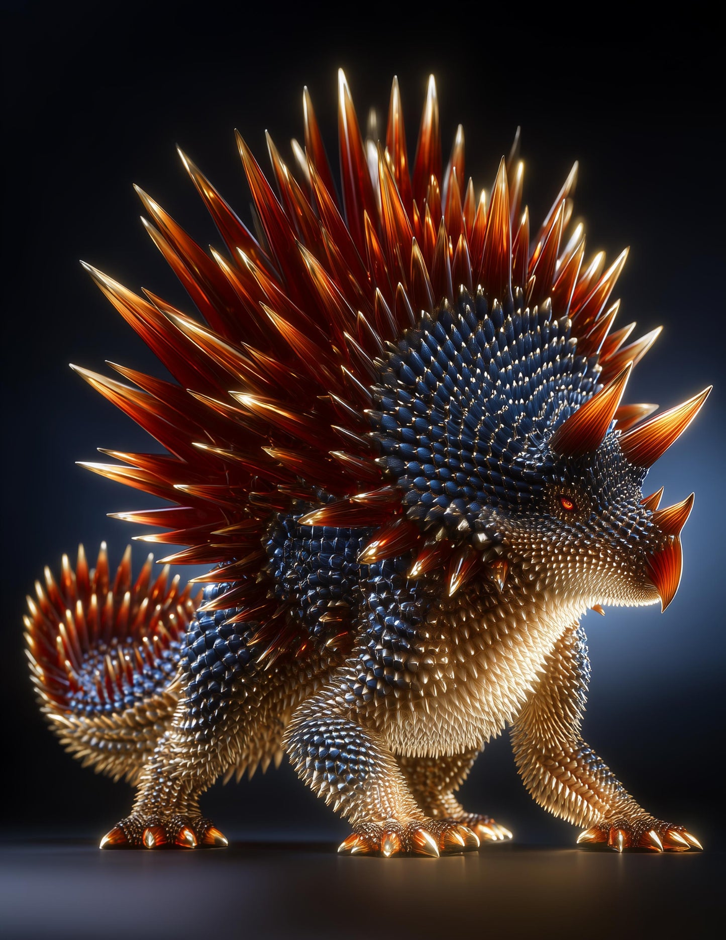 Triceratops — Ferrofluid Art, Amber Tones Digital Wall Art, 3 Sizes Included, Living Room Decor