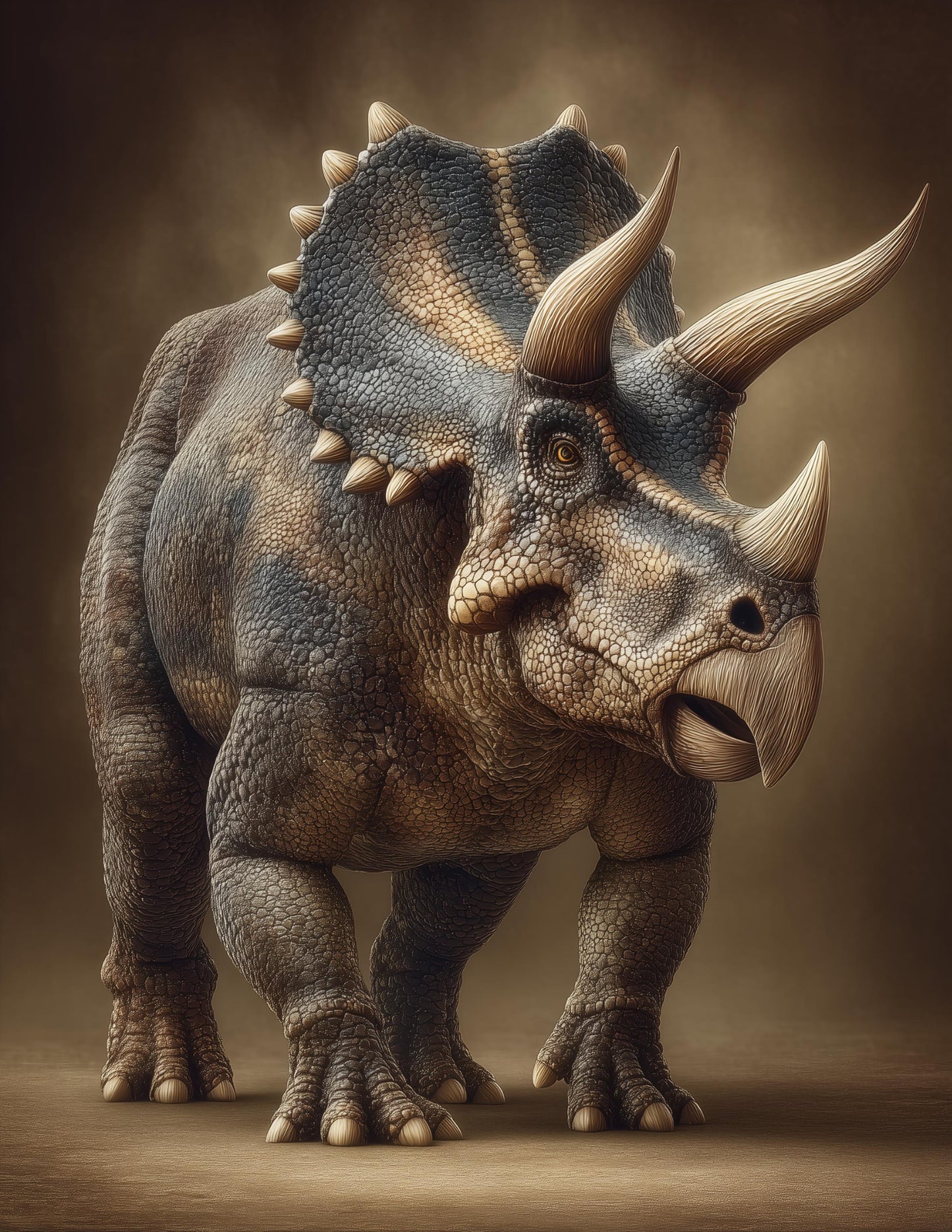 Triceratops — Realistic Art, Desert Light Digital Wall Art, 3 Sizes Included, Living Room Decor