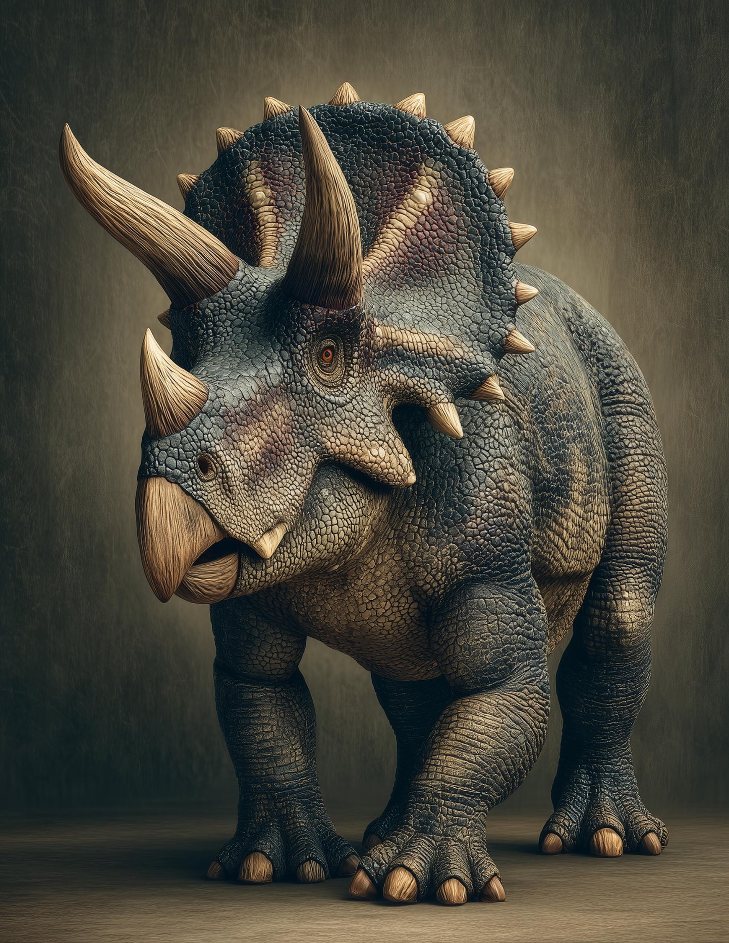 Triceratops — Realistic Art, Earth Tones Digital Wall Art, 3 Sizes Included, Living Room Decor