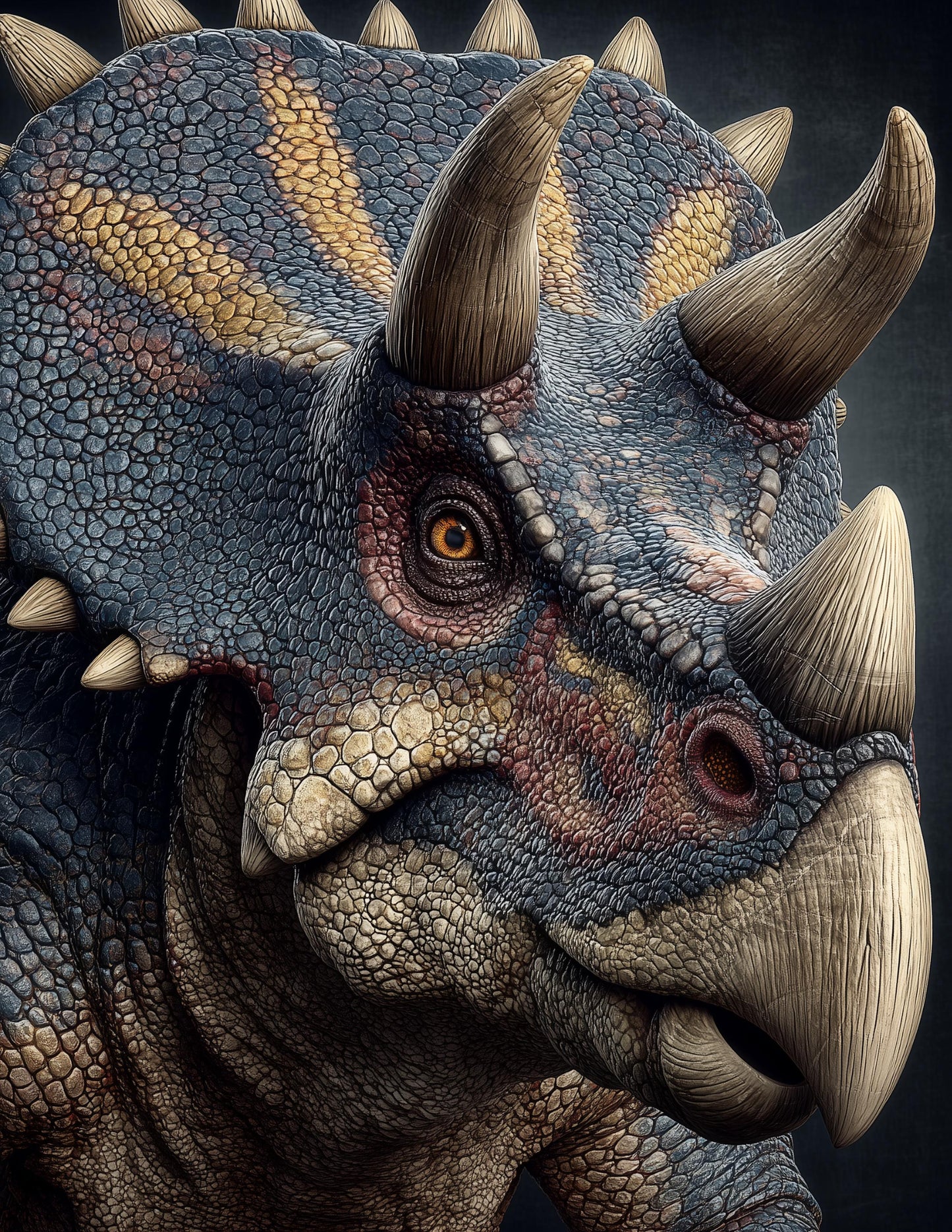 Triceratops — Realistic Art, Stone Glow Digital Wall Art, 3 Sizes Included, Living Room Decor