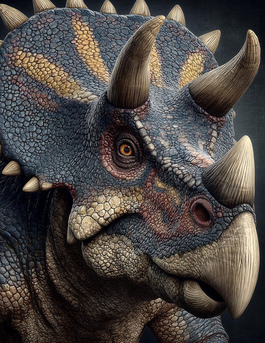 Triceratops — Realistic Art, Stone Glow Digital Wall Art, 3 Sizes Included, Living Room Decor