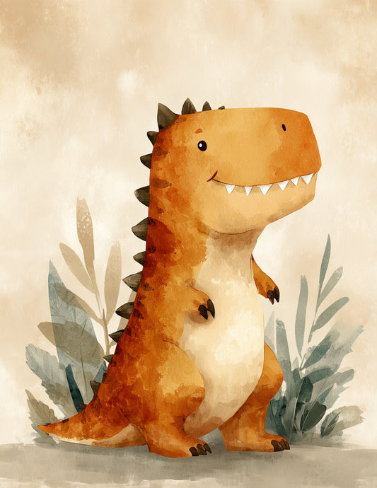 Tyrannosaurus Rex — Nursery Art, Balanced Tones Digital Wall Art, 3 Sizes Included, Nursery Decor