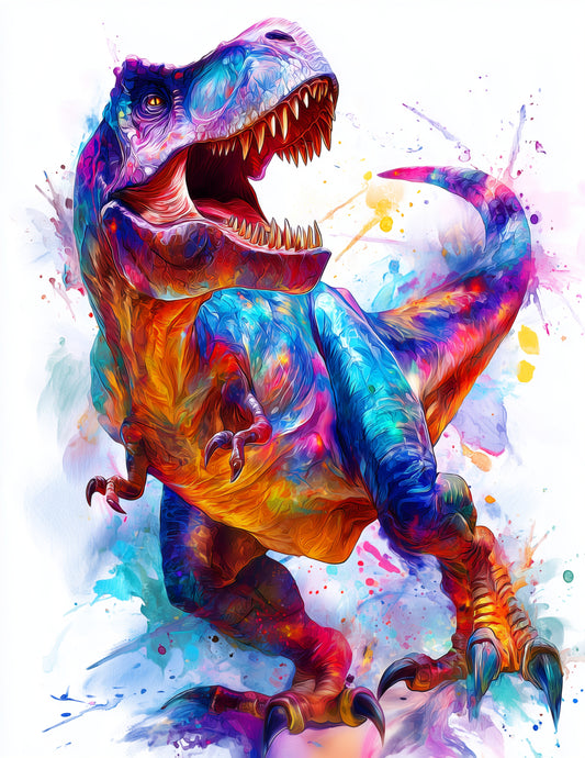 Tyrannosaurus Rex — Watercolor Art, Vivid Motion Digital Wall Art, 3 Sizes Included, Living Room Decor