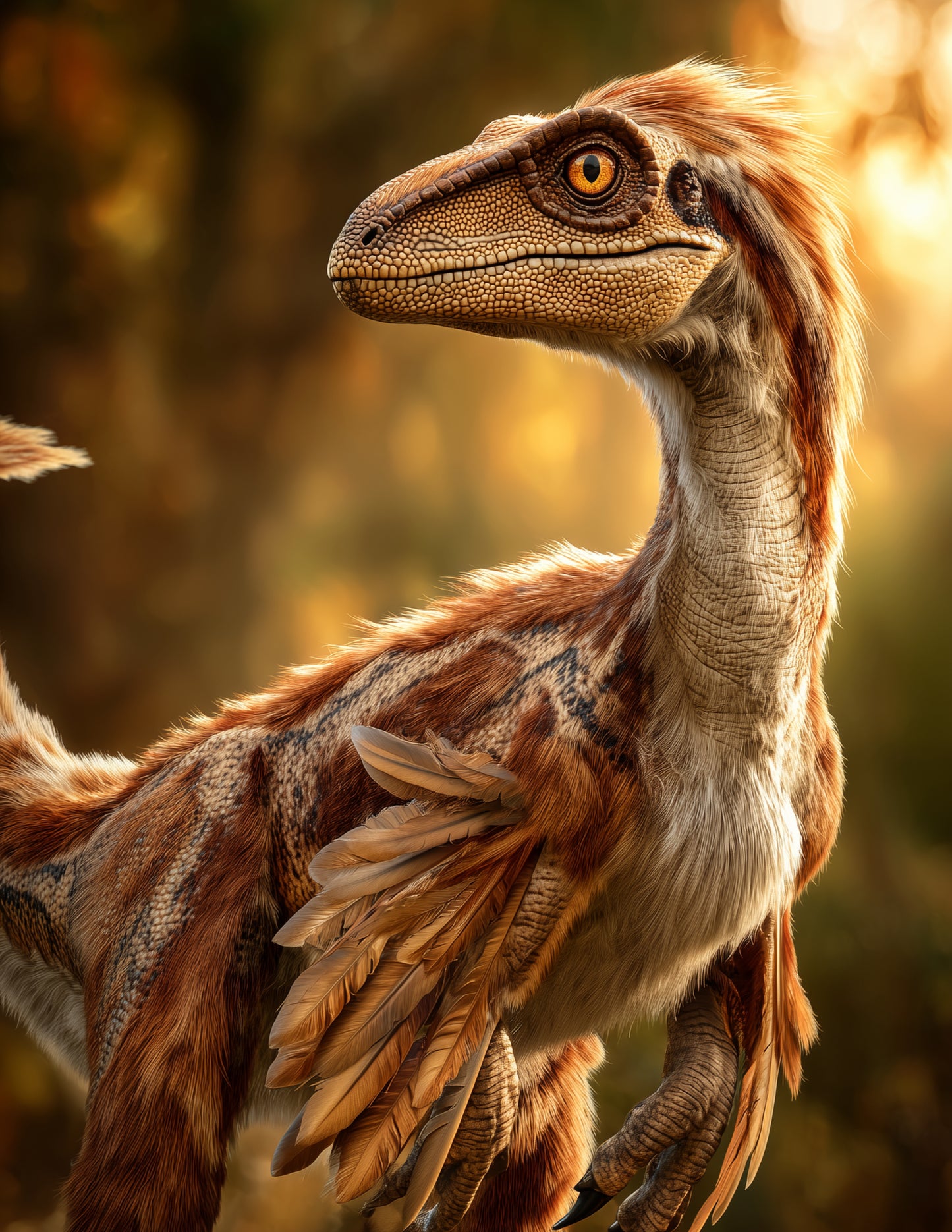 Velociraptor — Realistic Art, Warm Tones Digital Wall Art, 3 Sizes Included, Living Room Decor