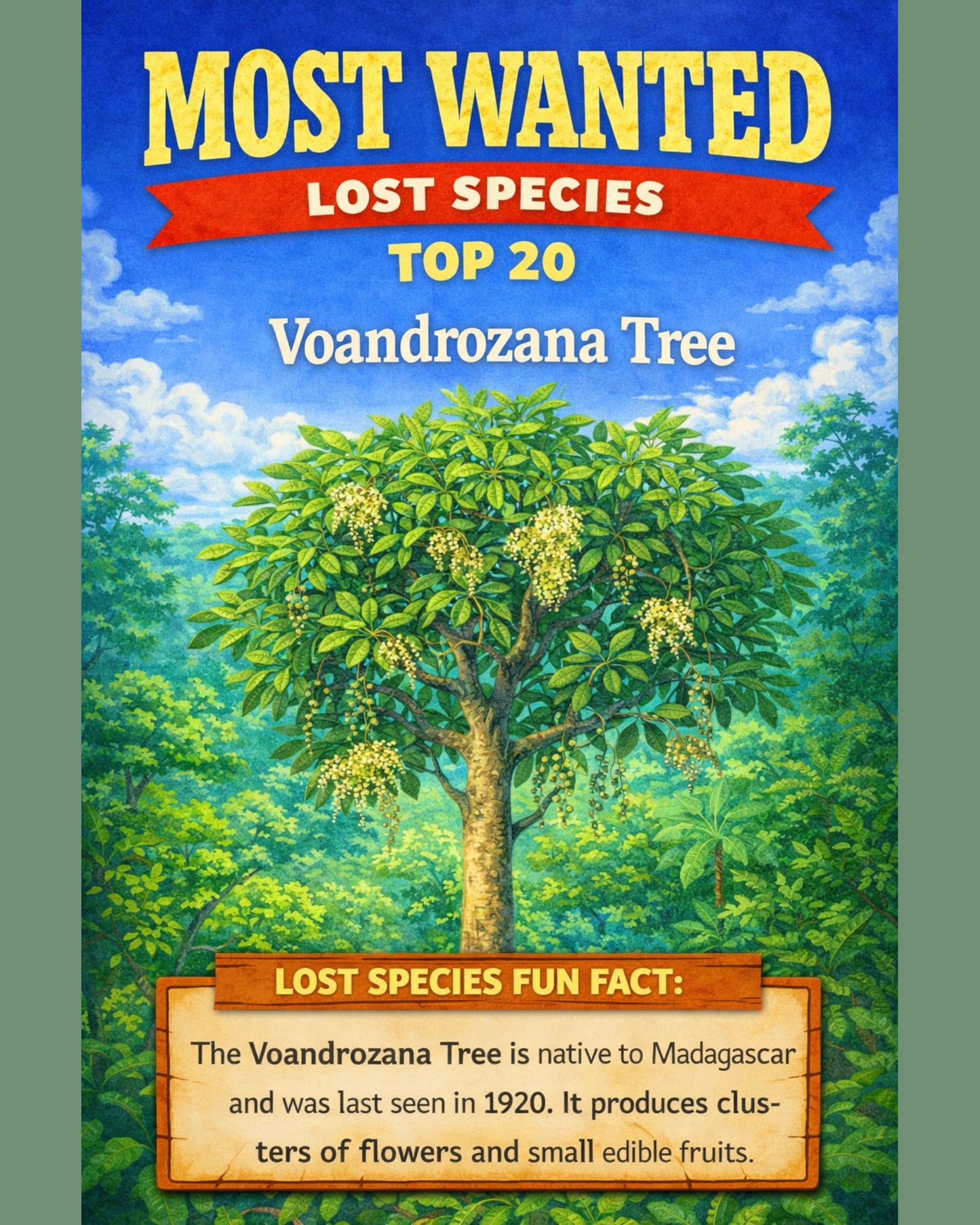 Voandrozana Tree — Lost Species Art, Most Wanted Top 20, 3 Sizes Included, Living Room Decor