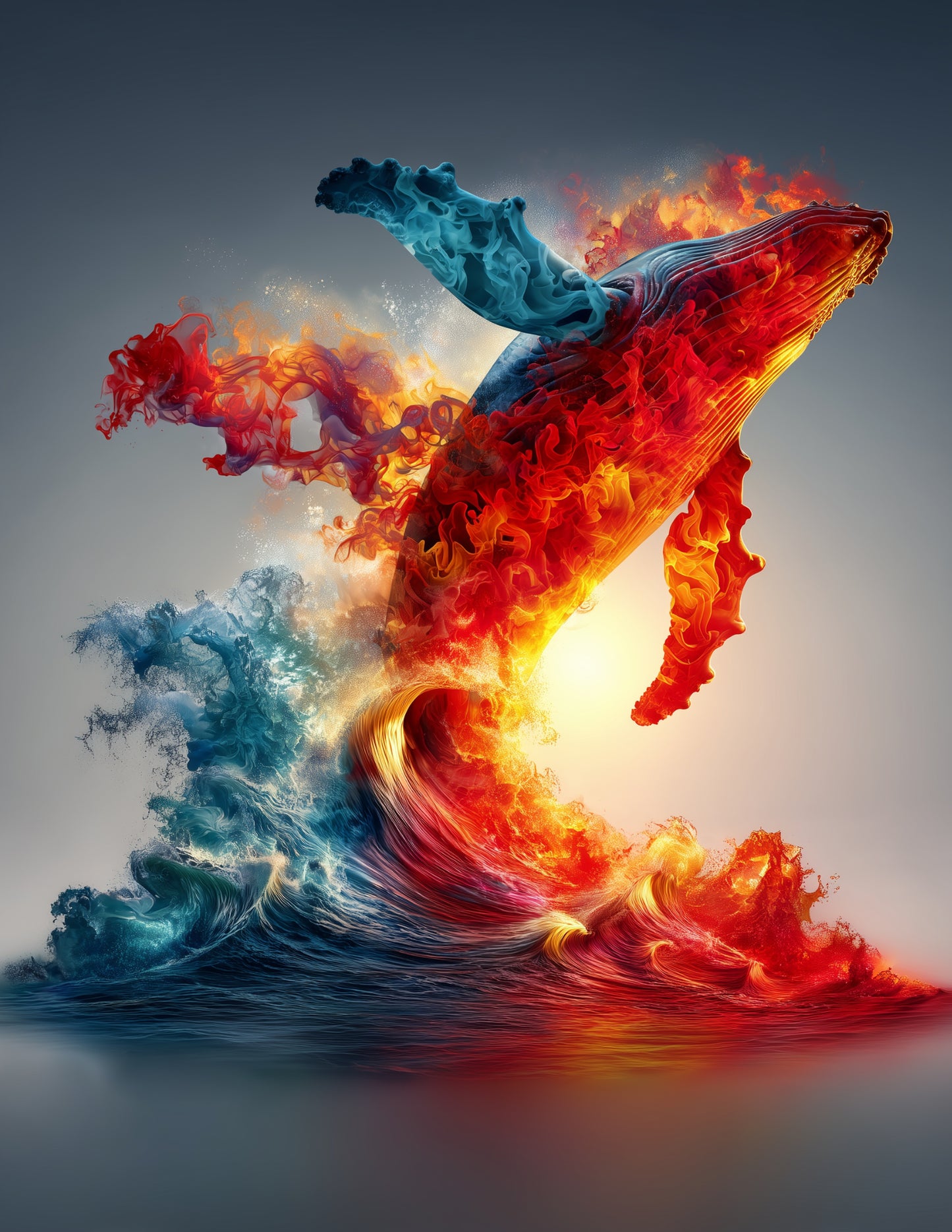 Whale — Double Exposure Art, Calm Tones Digital Wall Art, 3 Sizes Included, Living Room Decor