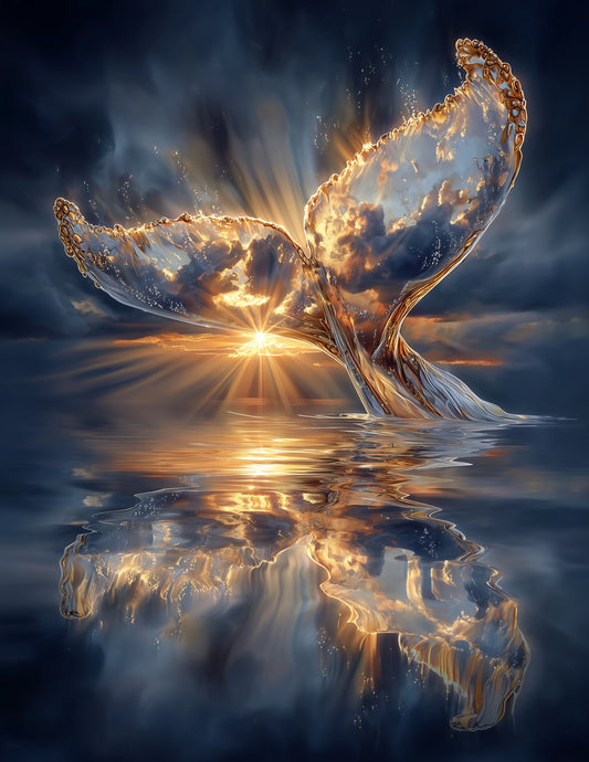 Whale — Double Exposure Art, Serene Hues Digital Wall Art, 3 Sizes Included, Living Room Decor