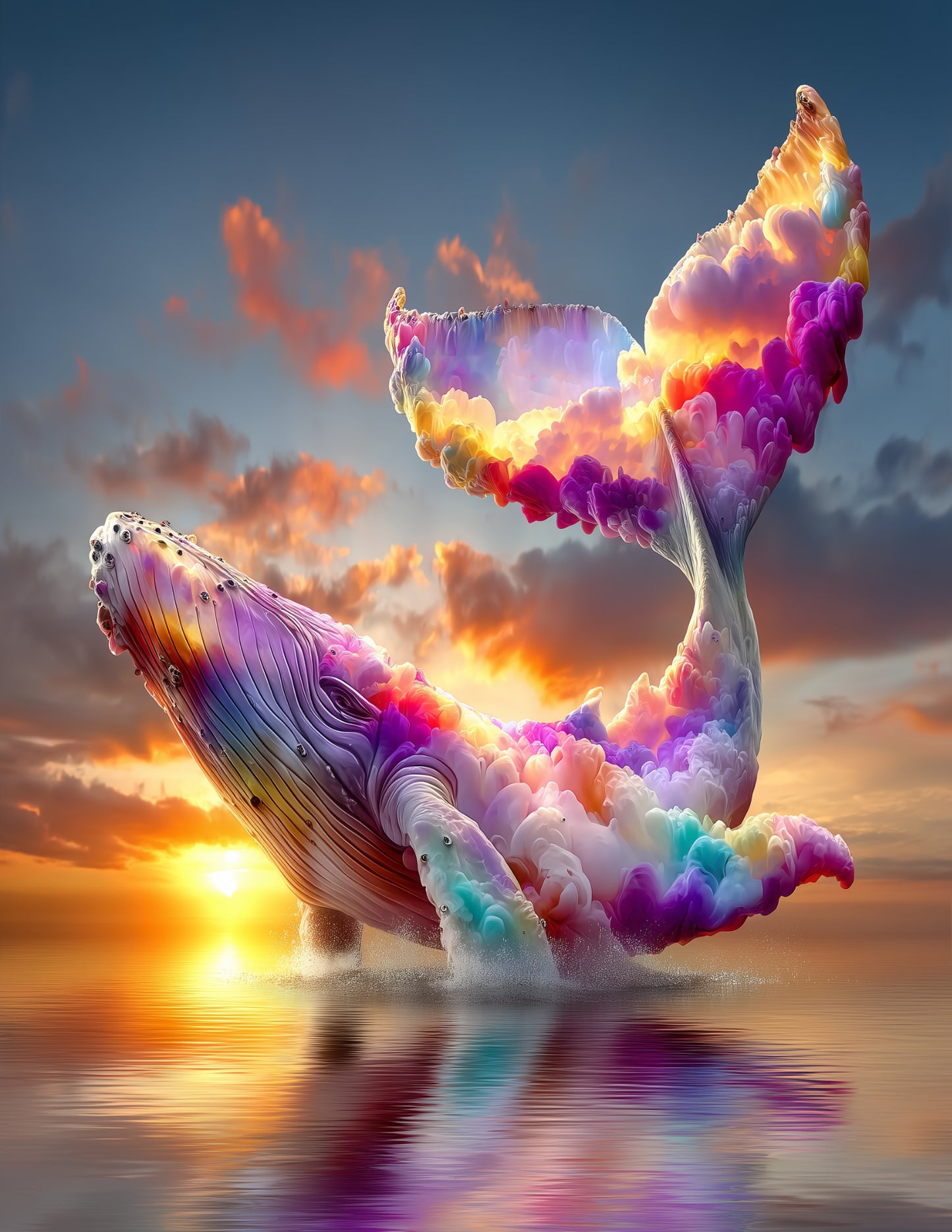 Whale — Double Exposure Art, Serene Tones Digital Wall Art, 3 Sizes Included, Living Room Decor