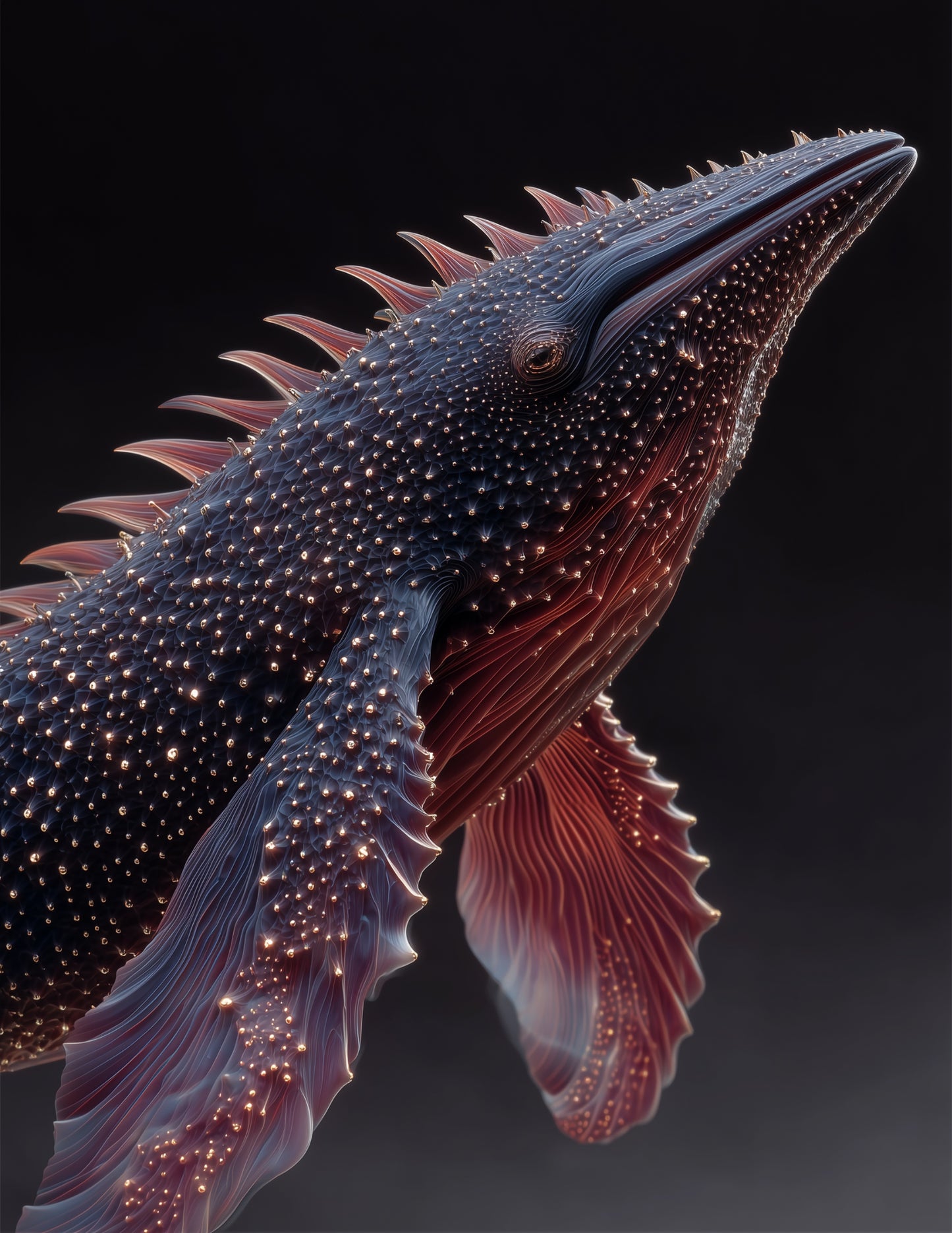 Whale — Ferrofluid Art, Midnight Hues Digital Wall Art, 3 Sizes Included, Living Room Decor