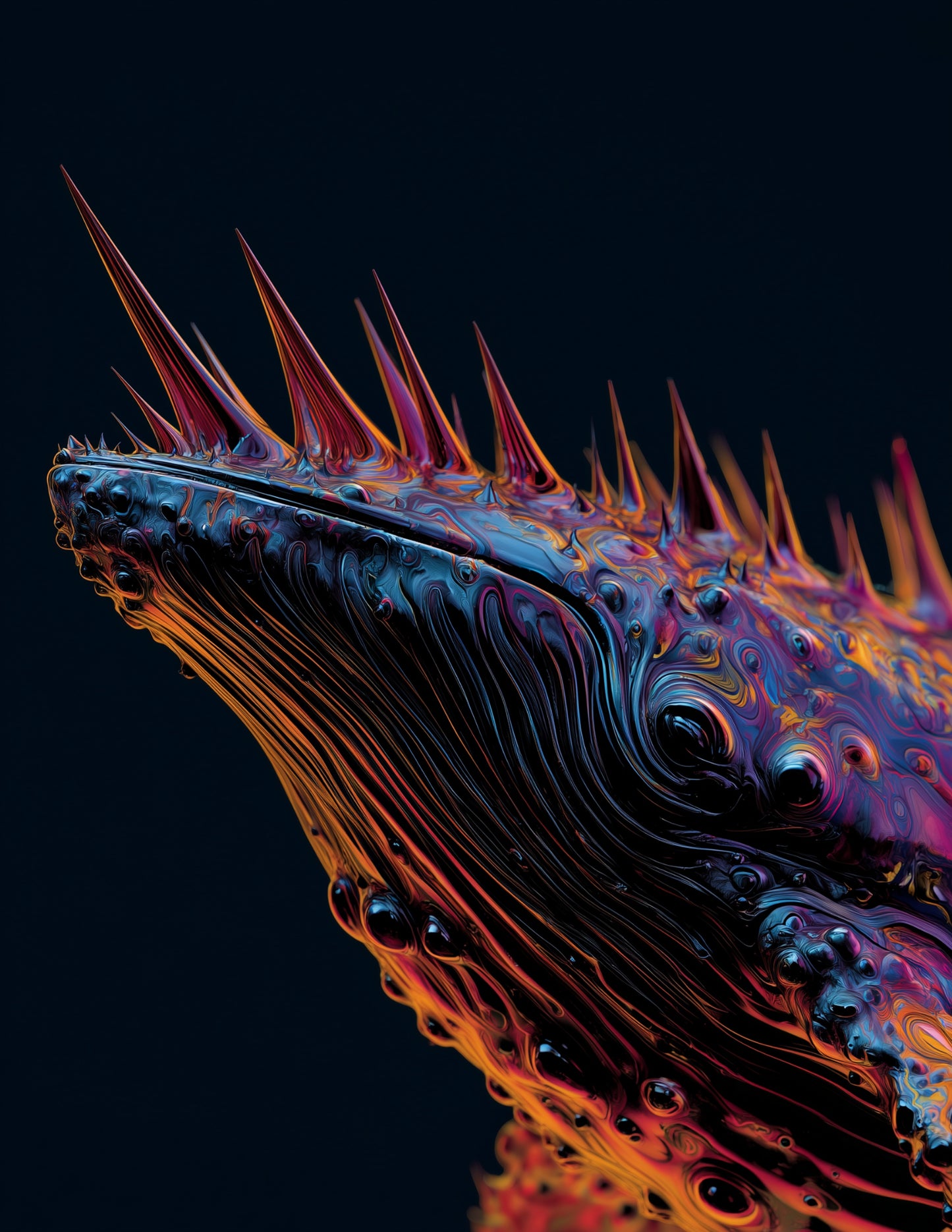 Whale — Ferrofluid Art, Molten Glow Digital Wall Art, 3 Sizes Included, Living Room Decor