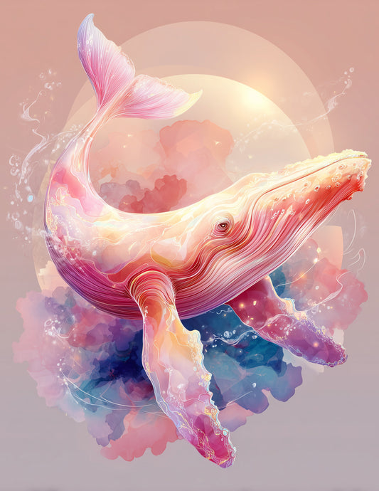 Whale — Nursery Art, Playful Hues Digital Wall Art, 3 Sizes Included, Nursery Decor