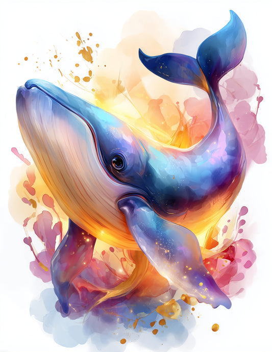 Whale — Nursery Art, Vibrant Contrast Digital Wall Art, 3 Sizes Included, Nursery Decor