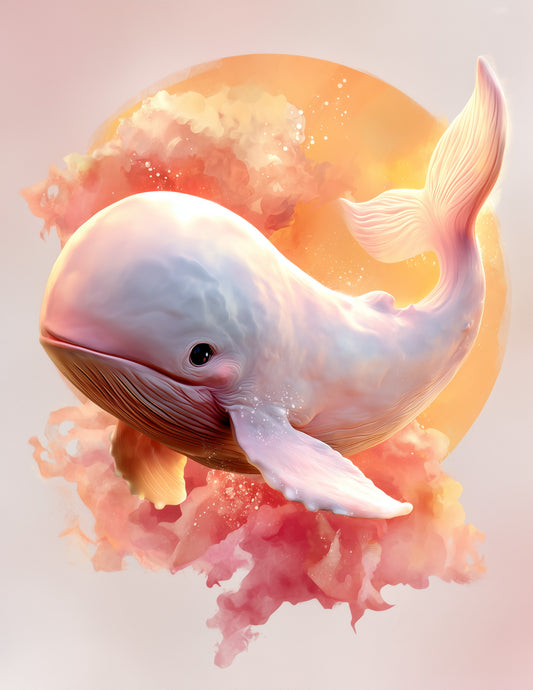 Whale — Nursery Art, Warm Palette Digital Wall Art, 3 Sizes Included, Nursery Decor