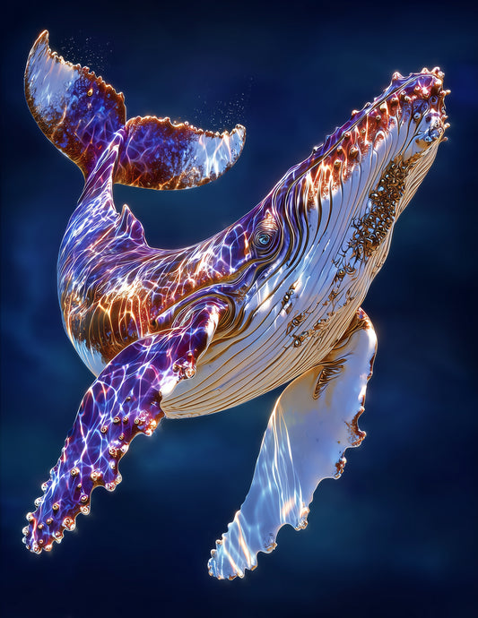 Whale — Realistic Art, Dusk Waves Digital Wall Art, 3 Sizes Included, Living Room Decor