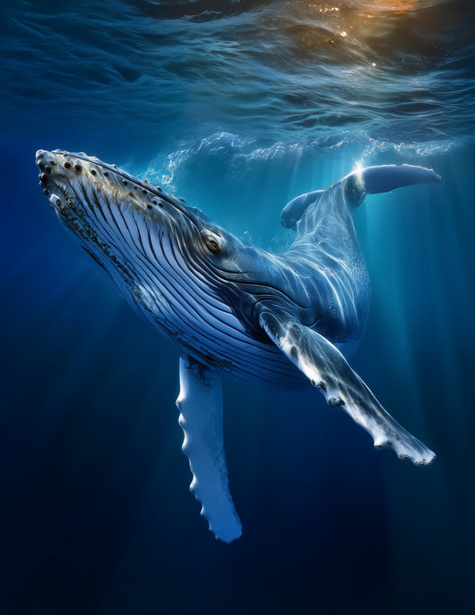 Whale — Realistic Art, Marine Radiance Digital Wall Art, 3 Sizes Included, Living Room Decor