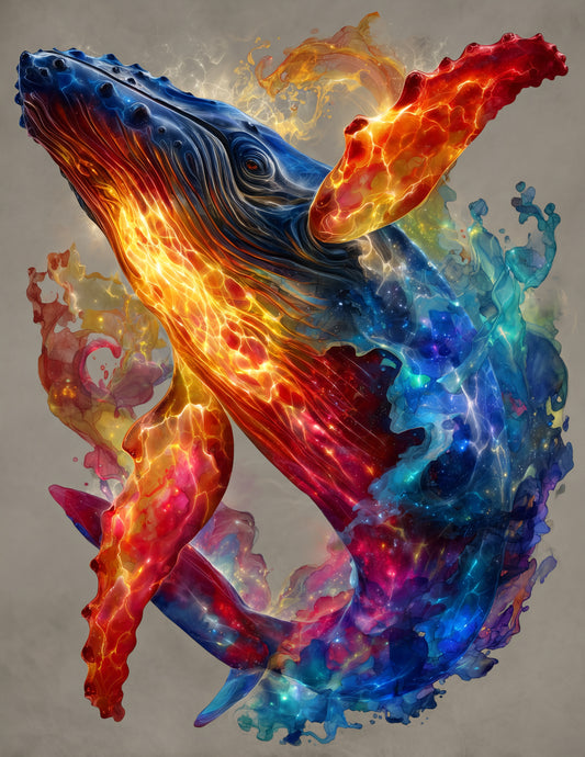 Whale — Watercolor Art, Cosmic Splash Digital Wall Art, 3 Sizes Included, Living Room Decor