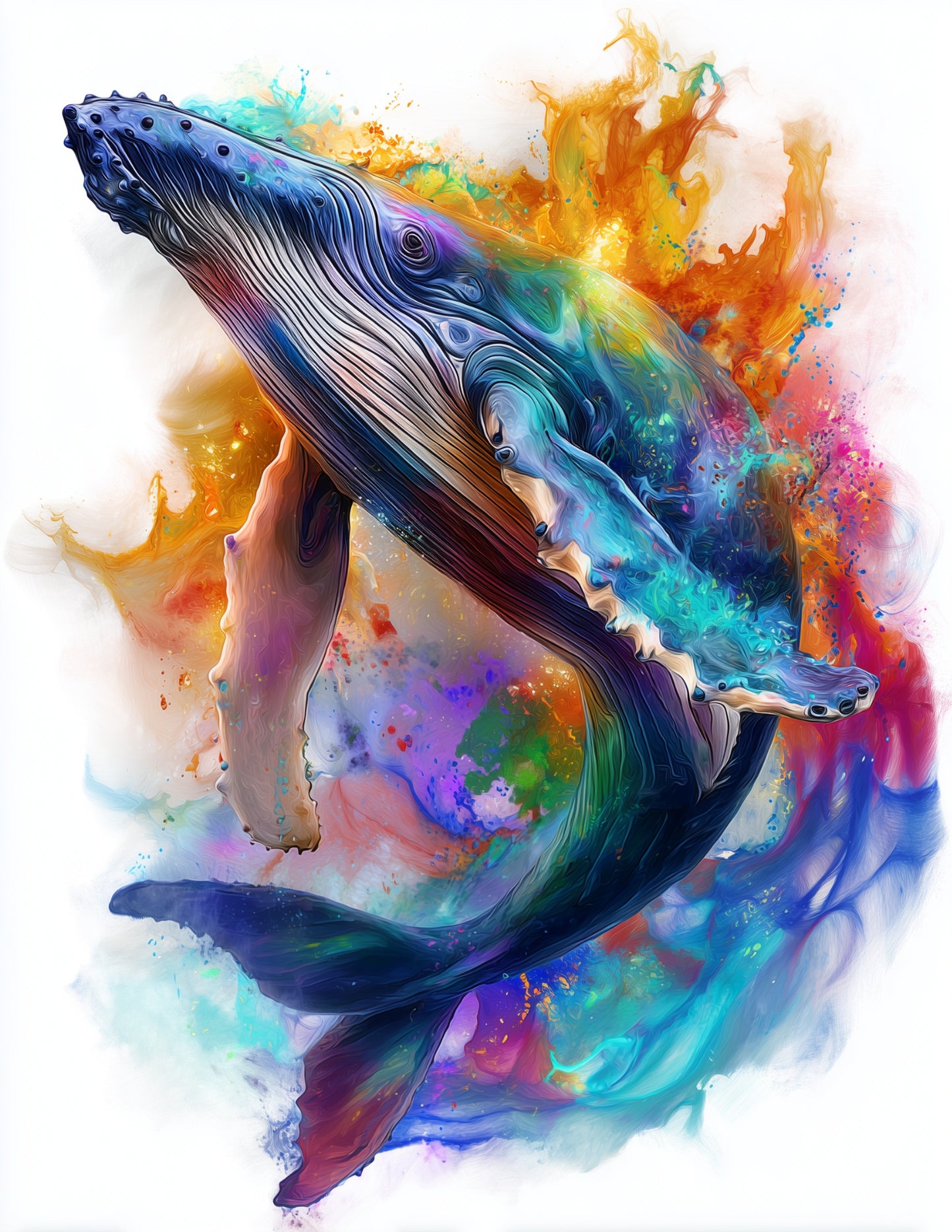 Whale — Watercolor Art, Vivid Tides Digital Wall Art, 3 Sizes Included, Living Room Decor