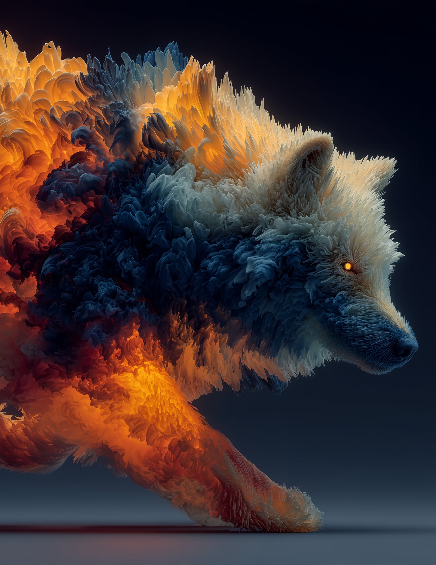 Wolf — Ferrofluid Art, Vibrant Hues Digital Wall Art, 3 Sizes Included, Living Room Decor