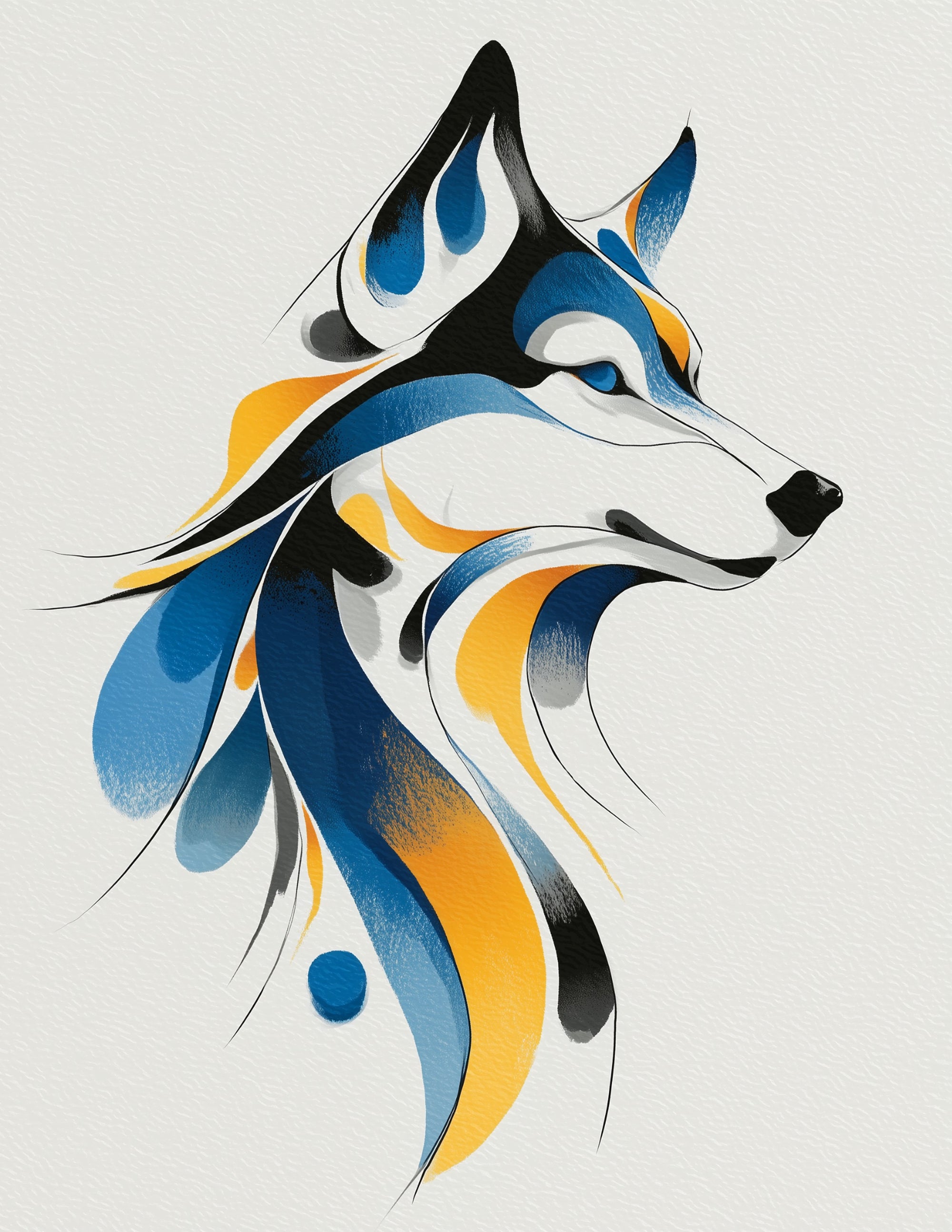 Wolf — Inkflow Art, Animal Gift Digital Wall Art, 3 Sizes Included, Living Room Decor