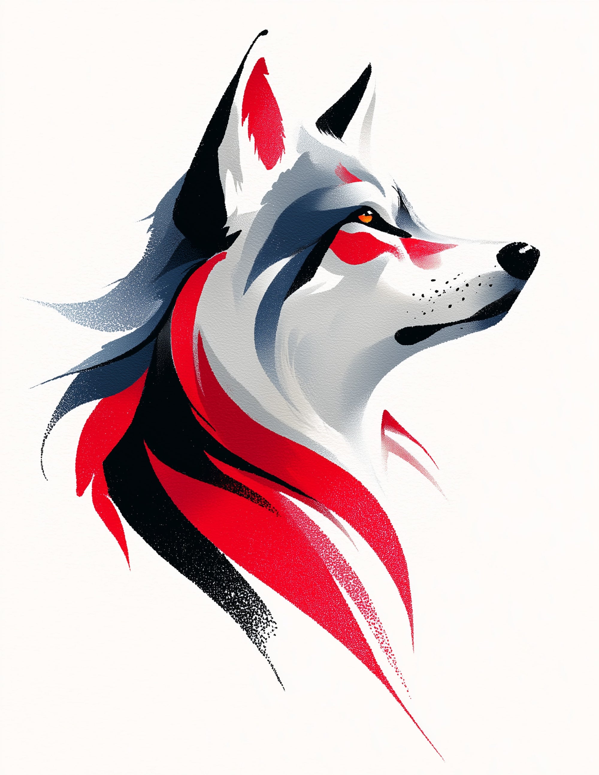 Wolf — Inkflow Art, Calm Gradients Digital Wall Art, 3 Sizes Included, Living Room Decor