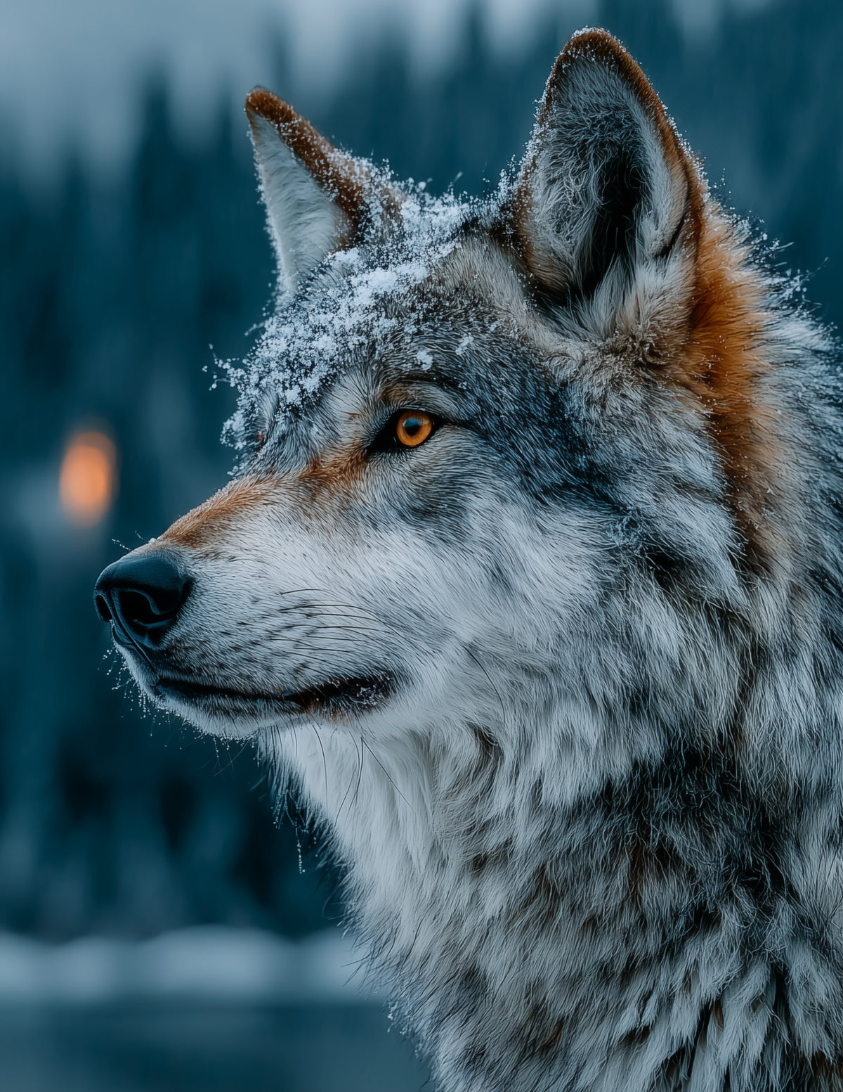 Wolf — Realistic Art, Midnight Calm Digital Wall Art, 3 Sizes Included, Living Room Decor