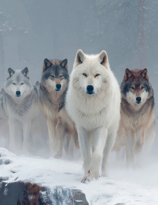 Wolf — Realistic Pack Art, Balanced Tones Digital Wall Art, 3 Sizes Included, Living Room Decor