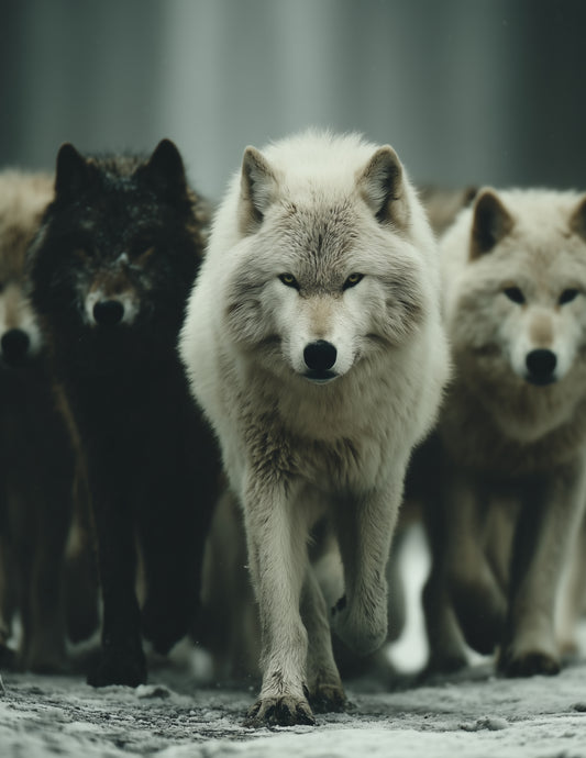 Wolf — Realistic Pack Art, Calm Palette Digital Wall Art, 3 Sizes Included, Living Room Decor