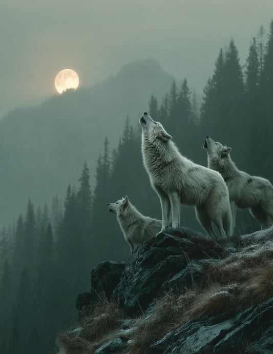 Wolf — Realistic Pack Art, Calm Tones Digital Wall Art, 3 Sizes Included, Living Room Decor