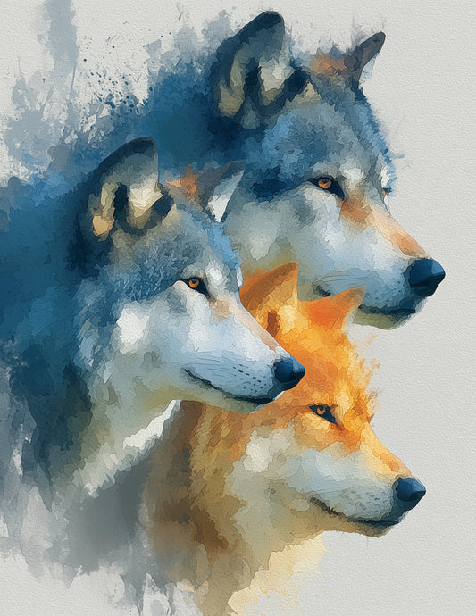 Wolf — Watercolor Pack Art, Forest Tones Digital Wall Art, 3 Sizes Included, Living Room Decor