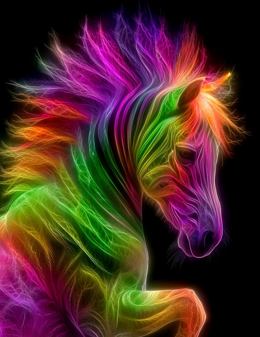 Zebra — Chromatic Filament Art, Layered Hues Digital Wall Art, 3 Sizes Included, Living Room Decor