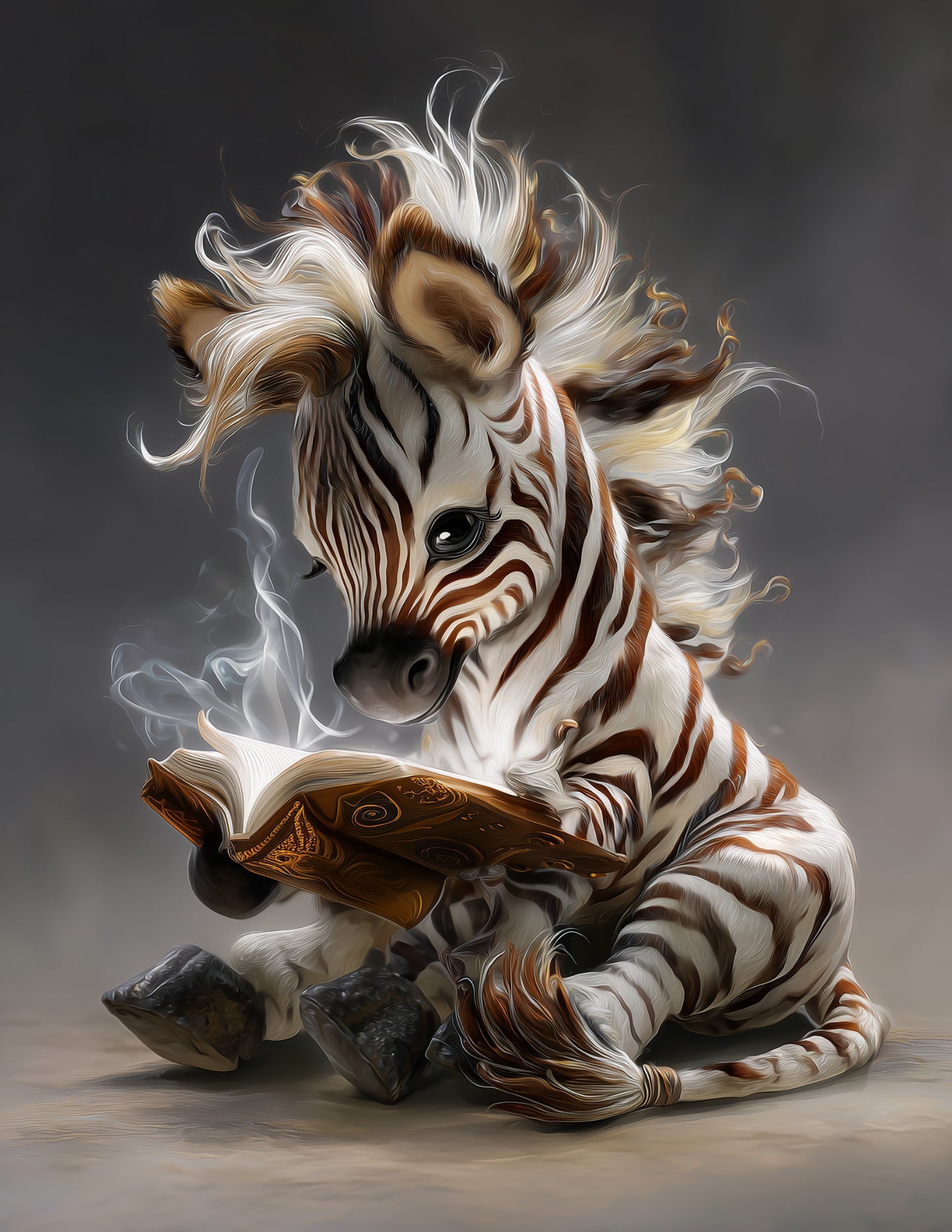 Zebra — Fantasy Reading Art, Bold Contrast Digital Wall Art, 3 Sizes Included, Nursery Room Decor