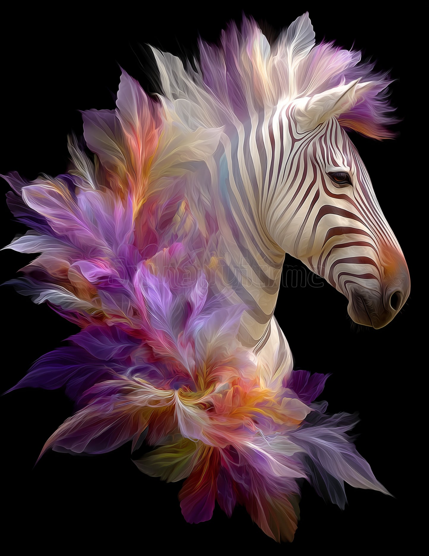 Zebra — Fractal Filigree Art, Balanced Tones Digital Wall Art, 3 Sizes Included, Living Room Decor