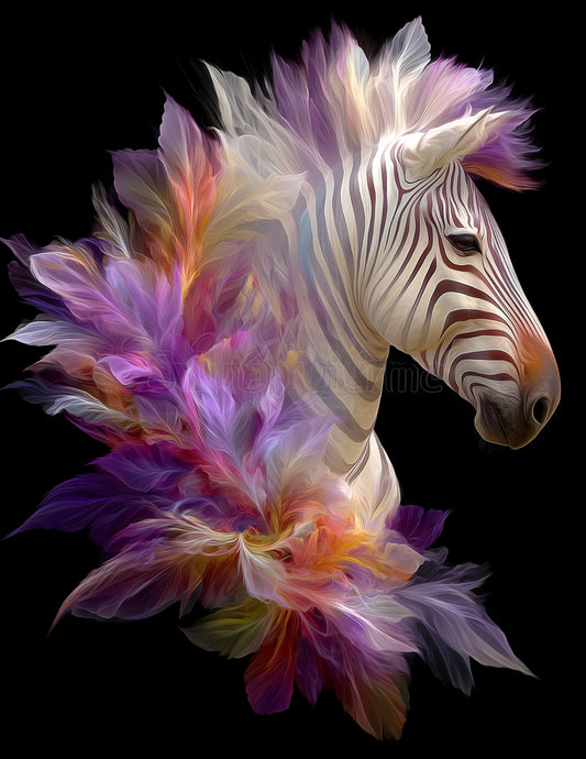 Zebra — Fractal Filigree Art, Balanced Tones Digital Wall Art, 3 Sizes Included, Living Room Decor