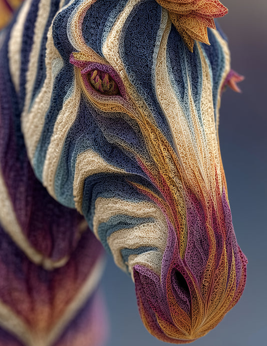 Zebra — Fractal Filigree Art, Soft Gradients Digital Wall Art, 3 Sizes Included, Living Room Decor