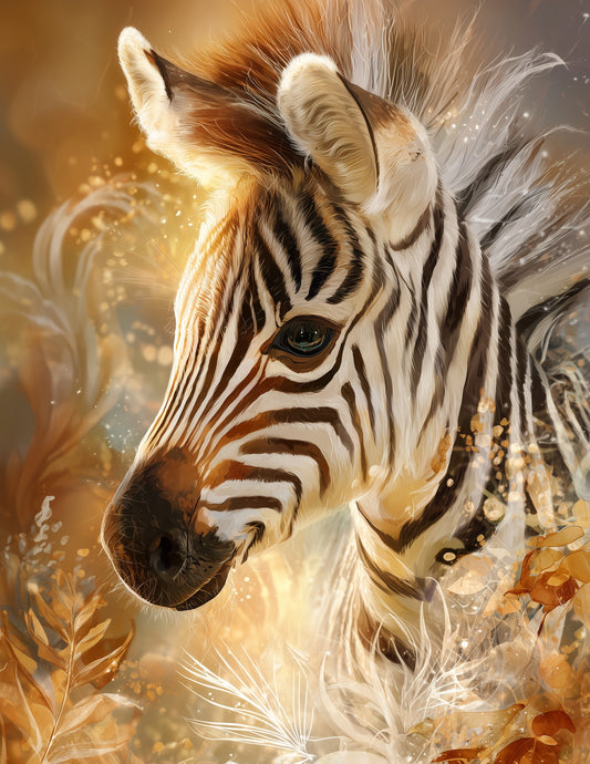 Zebra — Nursery Art, Gold Lighting Digital Wall Art, 3 Sizes Included, Nursery Decor