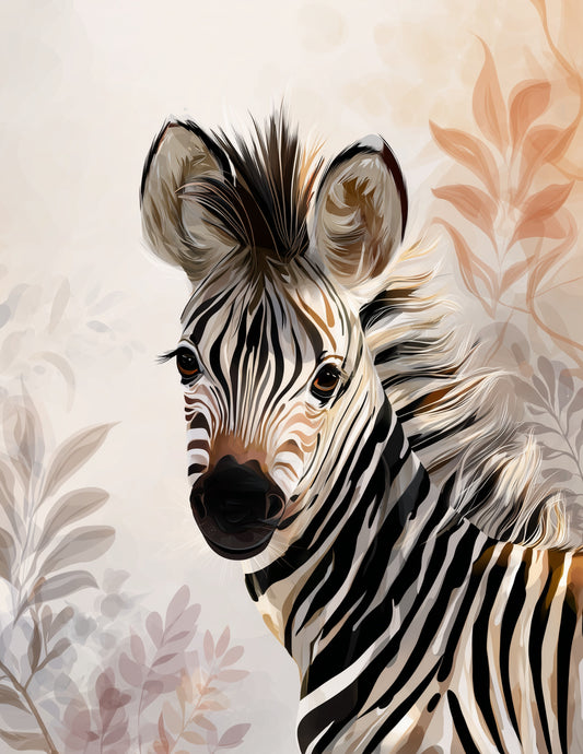 Zebra — Nursery Art, Muted Palette Digital Wall Art, 3 Sizes Included, Nursery Decor