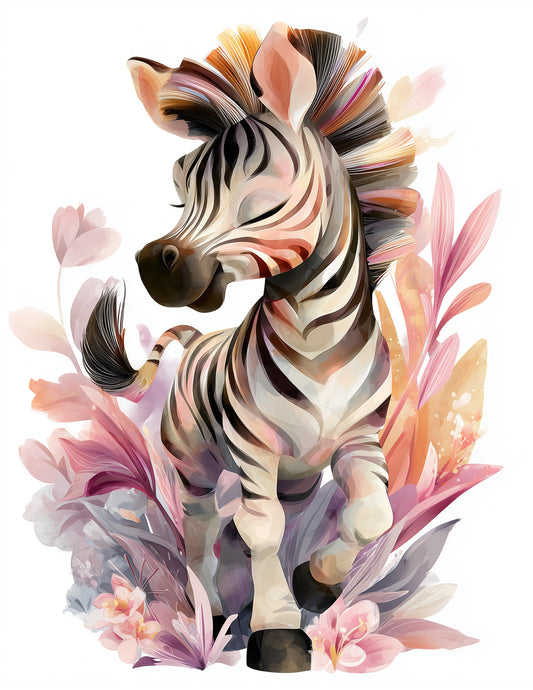 Zebra — Nursery Art, Pastel Hues Digital Wall Art, 3 Sizes Included, Nursery Decor