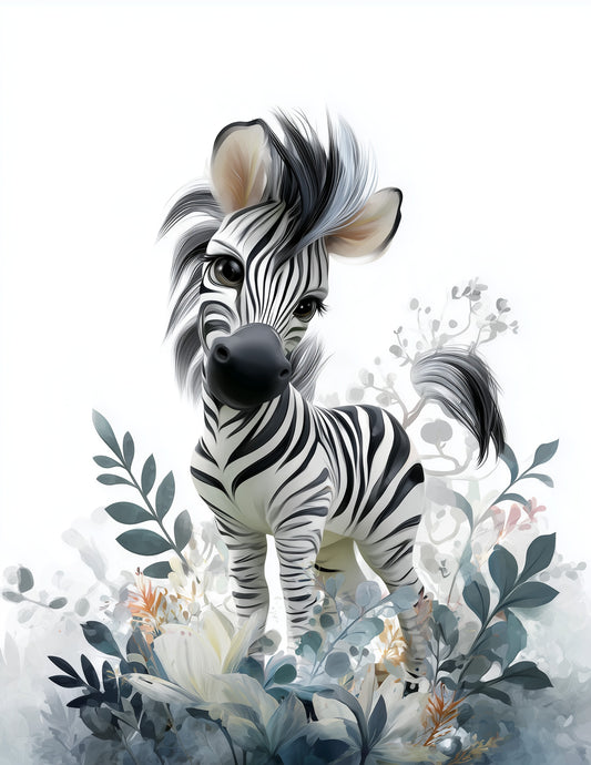 Zebra — Nursery Art, Serene Tones Digital Wall Art, 3 Sizes Included, Nursery Decor