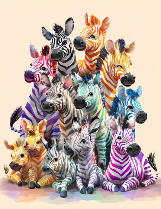Zebra — Nursery Herd Art, Gentle Pastels Digital Wall Art, 3 Sizes Included, Nursery Decor
