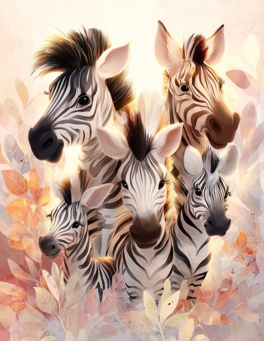Zebra — Nursery Herd Art, Soft Gradients Digital Wall Art, 3 Sizes Included, Nursery Decor