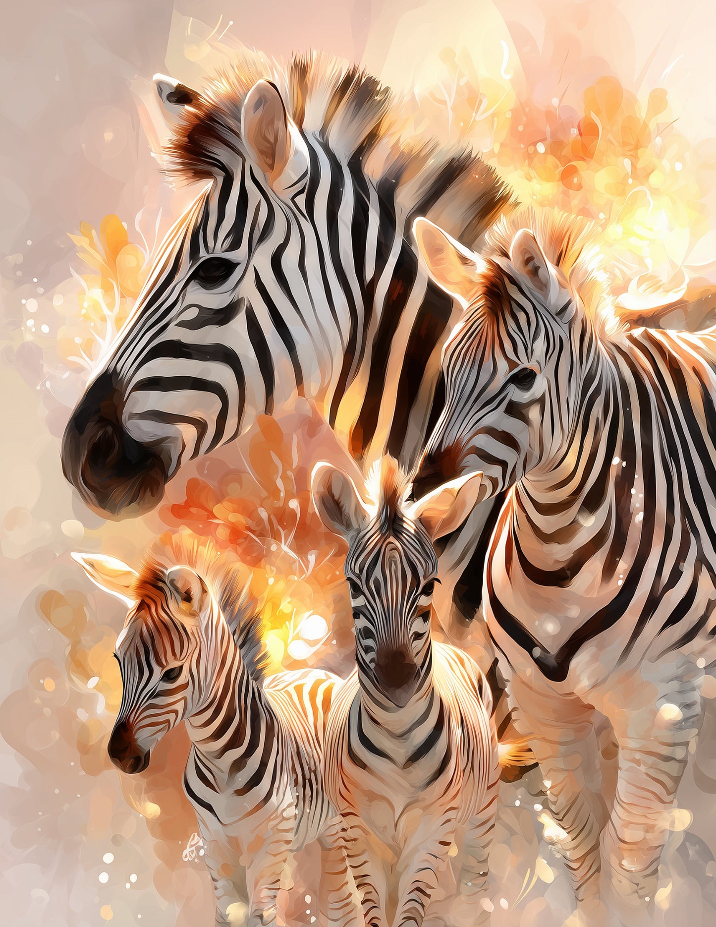 Zebra — Nursery Herd Art, Soft Pastels Digital Wall Art, 3 Sizes Included, Nursery Decor