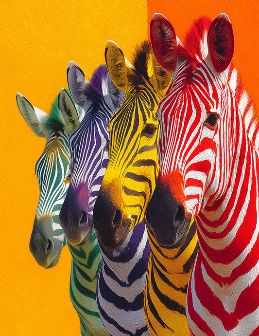 Zebra — Pop Art herd Art, Warm Palette Digital Wall Art, 3 Sizes Included, Living Room Decor